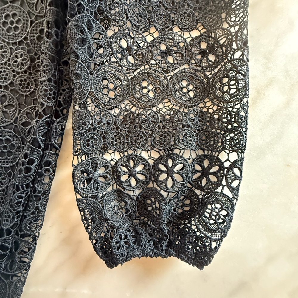 NWT Express Black Lace Crochet Long Sleeve Babydoll Dress Womens size L - Picture 4 of 15